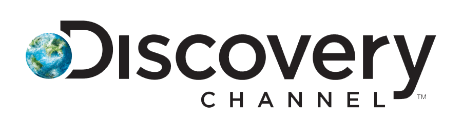 A black and white logo for discovery channel.