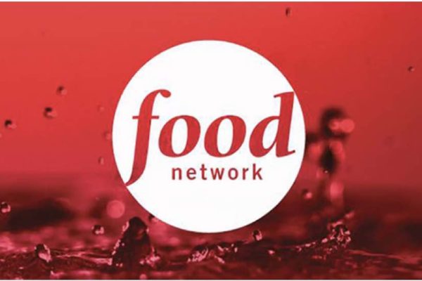 A red and white logo for food network.