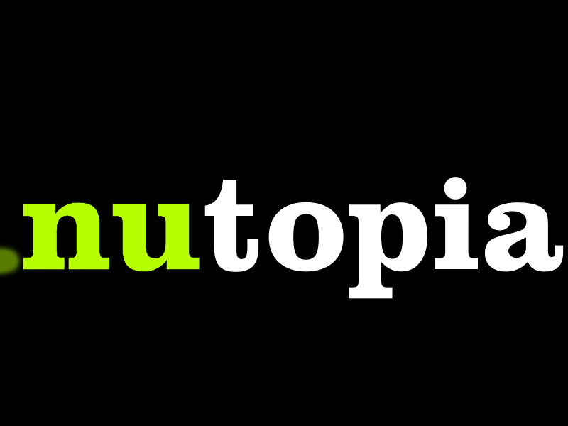A black background with the word nutopia written in white.