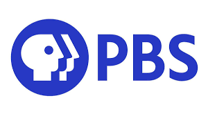 A blue logo of the pbs.