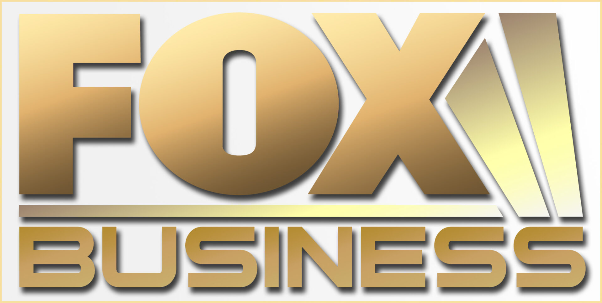 A gold colored fox business logo.