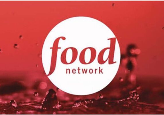 A red and white logo for food network.
