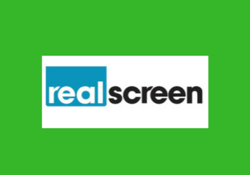 A green background with the words realscreen on it.